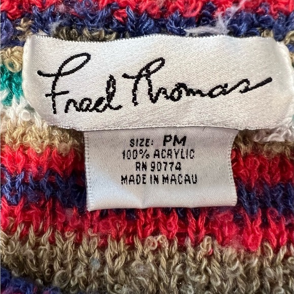Vintage Fred Thomas striped Acrylic Sweater Removable Shoulder Pads PM - Picture 5 of 6